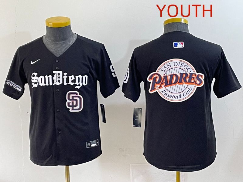 Youth 2025 San Diego Padres Blank Black Five generations Joint Name Nike MLB Jersey style 19->youth mlb jersey->Youth Jersey